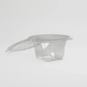 Feinkost- und Salatschalen mit Klappdeckel, R-PET rund 250 ml